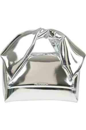 J.W.Anderson Tassen, Dames, Grijs, ONE Size, Leer, Metallic Leren Handtas met Gedraaid Handvat