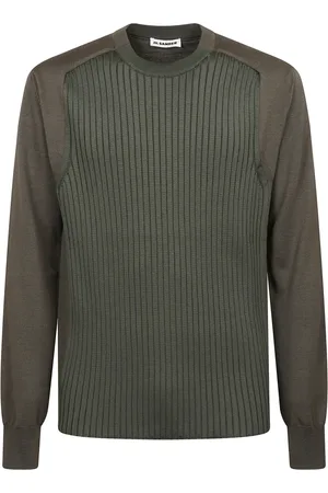Jil Sander Truien, Heren, Groen, M, Lange Mouw Drop Schouder Gebreide Trui