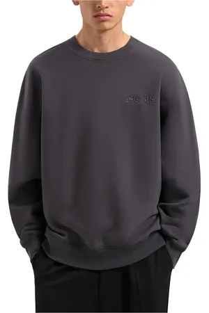 OLAF HUSSEIN Sweatshirts & Hoodies, Heren, Grijs, M, Katoen, Houtskool Studio Crewneck Sweater