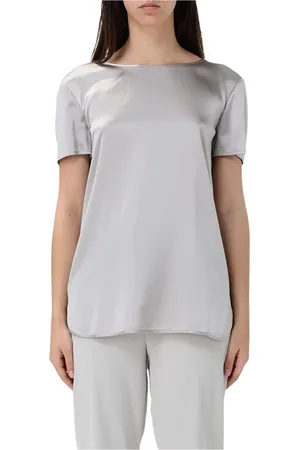 Max Mara Blouses & Shirts, Dames, Grijs, L, Elegante Zijden Blouse in Geel Room