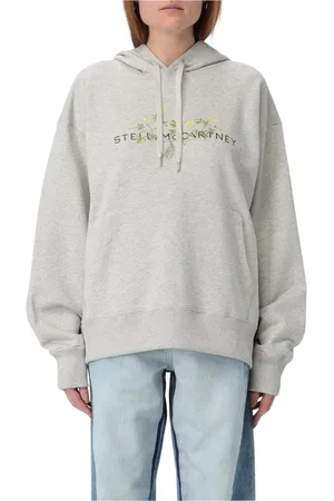 Stella McCartney Sweatshirts & Hoodies, Dames, Grijs, 2Xs, Katoen, Grijze Bloemen Oversized Hoodie