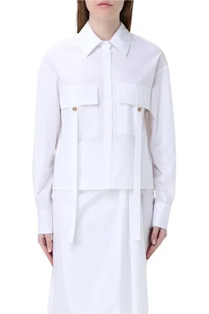 Twin-Set Blouses & Shirts, Dames, Wit, L, Katoen, Witte Shirt met Borstzakken