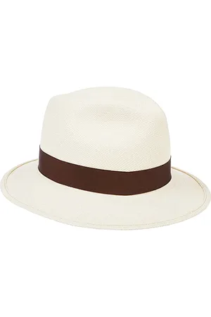 Borsalino Accessoires, Heren, Wit, 60 CM, Bruine strohoed met logo