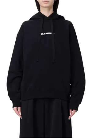 Jil Sander Sweatshirts & Hoodies, Dames, Zwart, XS, Katoen, Zwarte Logo Hoodie voor Vrouwen