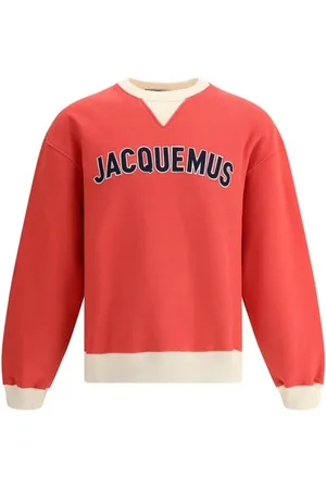 Jacquemus Sweatshirts & Hoodies, Heren, Rood, M, Katoen, Logo-embroidered Cotton Baseball Sweatshirt