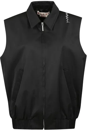 Marni Jassen, Dames, Zwart, S, Katoen, Zwarte Katoenen Vest Jas met Rits