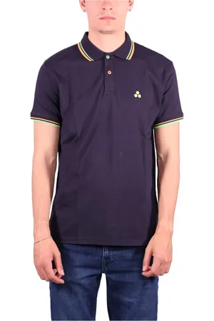 Peuterey Tops, Heren, Blauw, XL, Katoen, Blauw Katoenen Poloshirt met Fluorescerende Details