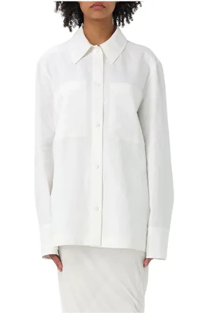 Jil Sander Blouses & Shirts, Dames, Wit, S, Linnen, Witte Linnen Overhemd met Relaxte Pasvorm