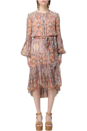 Etro Kleedjes, Dames, Veelkleurig, S, Kleurrijke Paisley Gelaagde Midi Jurk