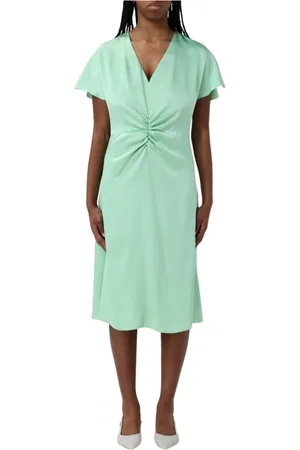 HUGO BOSS Kleedjes, Dames, Groen, 2Xs, V-hals Strakke Taille Boss Jurk