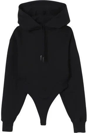 MUGLER Tops, Heren, Zwart, XS, Katoen, Zwarte Bodycon Hoodie voor Vrouwen