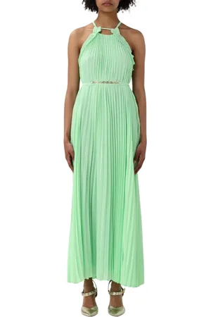 Twin-Set Kleedjes, Dames, Groen, XL, Polyester, Elegante Halter Maxi Jurk