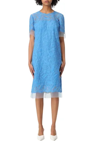 ERMANNO SCERVINO Kleedjes, Dames, Blauw, L, Tule, Elegante Kant Jurk met Tule