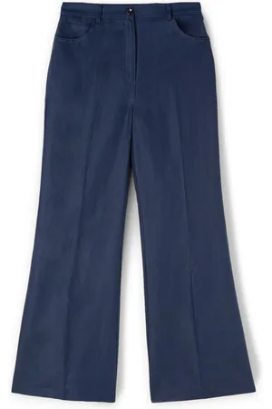 Motivi Broeken, Dames, Blauw, 2Xl, Linnen, Wijde linnen broek