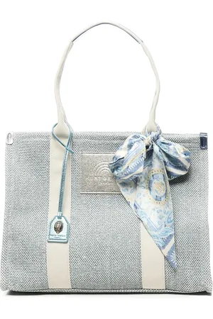 Kurt Geiger Tassen, Dames, Blauw, ONE Size, Blauwe Tote Tas met Reliëf Logo