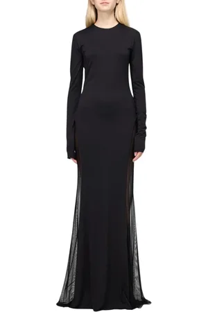 ANIYE BY Kleedjes, Dames, Zwart, S, Elegante Zwarte Maxi Jurk met Mesh