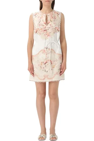 Twin-Set Kleedjes, Dames, Veelkleurig, XS, Linnen, Bloemenprint Mini Jurk