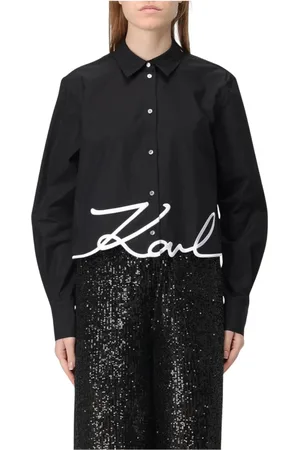 Karl Lagerfeld Blouses & Shirts, Dames, Zwart, S, Handtekening Shirt