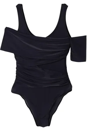 Pinko Tops, Heren, Zwart, XS, Elegante Asymmetrische Hals Bodysuit