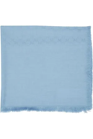 Max Mara Accessoires, Dames, Blauw, ONE Size, Wol, Monogram Jacquard Wol en Zijde Stola