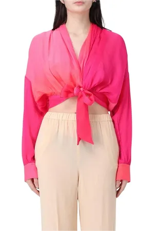 FORTE FORTE Blouses & Shirts, Dames, Rood, S, Leer, Rode Ombre Tie Front Blouse