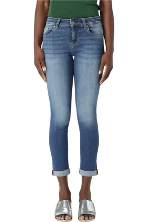 Liu Jo Jeans, Dames, Blauw, W31, Denim, Skinny Jeans Met Omgeslagen Zoom