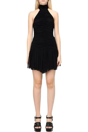 ANIYE BY Kleedjes, Dames, Zwart, M, Tule, Zwarte Halter Mini Jurk met Tule