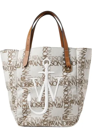 J.W.Anderson Tassen, Dames, Bruin, ONE Size, Leer, Stijlvolle Anchor Logo Tote Tas