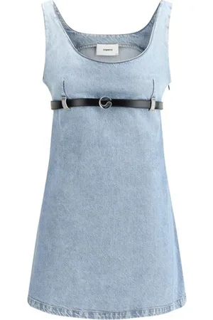 COPERNI Kleedjes, Dames, Blauw, 2Xs, Denim, Denim Shift Jurk met Riem