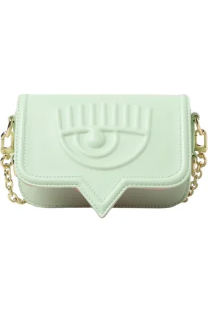 Chiara Ferragni Tassen, Dames, Groen, ONE Size, Leer, Groene Mini Eye Crossbody Tas