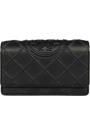Tory Burch Tassen, Dames, Zwart, ONE Size, Leer, Mini Gewatteerde Leren Portemonnee