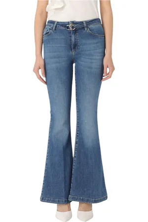 Liu Jo Jeans, Dames, Blauw, W31, Katoen, Wijde Blauwe Jeans voor Vrouwen