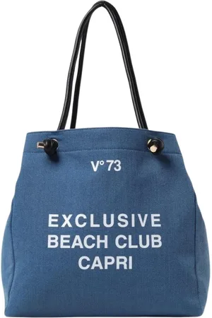 V°73 Tassen, Dames, Blauw, ONE Size, Stijlvolle Beach Club Tote Tas