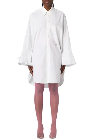 Palm Angels Kleedjes, Dames, Wit, S, Witte Overhemdjurk