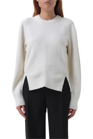 Alexander McQueen Truien, Dames, Wit, S, Wol, Witte Gebreide Crewneck Sweater