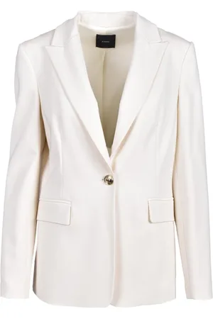 Pinko Jassen, Dames, Wit, M, Elegante Blazer met Stretch Stof