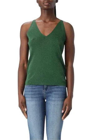 Liu Jo Tops, Dames, Groen, S, Groene Shimmer V-hals Tanktop