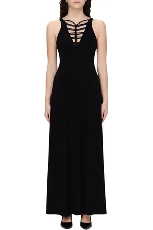 Emporio Armani Kleedjes, Dames, Zwart, L, Blauwe Maxi Jurk Elegante Stijl