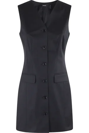 THEORY Kleedjes, Dames, Zwart, 2Xs, Katoen, Zwarte Katoenen Chino Blazer