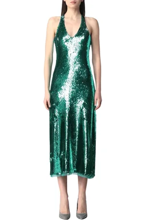 Patrizia Pepe Kleedjes, Dames, Groen, L, Groene Sequin Midi Jurk
