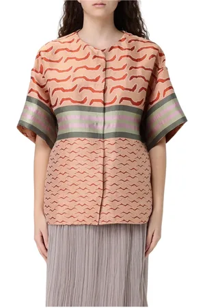 Giorgio Armani Blouses & Shirts, Dames, Veelkleurig, L, Zijden korte mouwen blouse