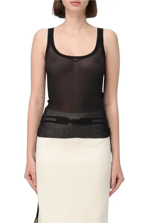 Max Mara Tops, Dames, Zwart, L, Zwart Geribbelde Gebreide Tanktop