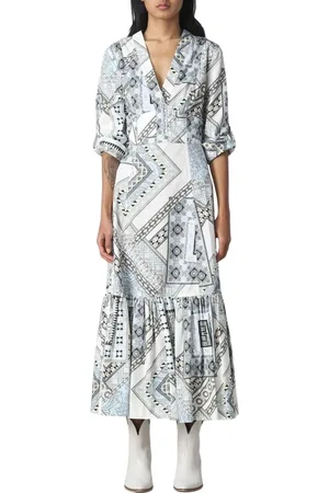 Etro Kleedjes, Dames, Veelkleurig, L, Katoen, Rode Patchwork Print Midi Jurk
