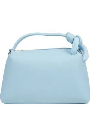 J.W.Anderson Tassen, Dames, Blauw, ONE Size, Katoen, Leren handtas met schouderband