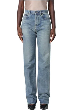 Saint Laurent Jeans, Dames, Blauw, W26, Katoen, Retro Straight Leg Jeans