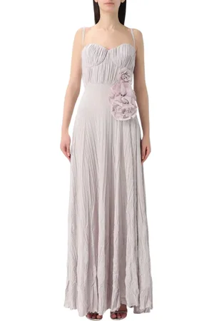 Elisabetta Franchi Kleedjes, Dames, Roze, S, Blauwe Metallic Maxi Jurk