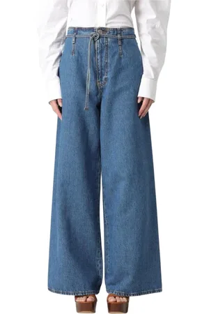 Etro Jeans, Dames, Blauw, W28, Katoen, High Waisted Wide Leg Jeans