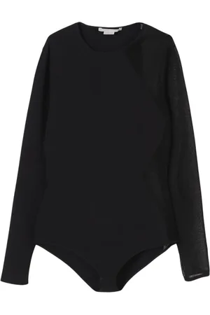 Stella McCartney Tops, Dames, Zwart, XS, Geribbelde Stretchgebreide Top Transparant Paneel