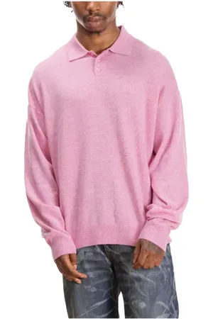 Patta Tops, Heren, Roze, XL, Wol, Gebreide wollen poloshirt met lange mouwen