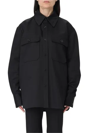 Saint Laurent Jassen, Dames, Zwart, M, Katoen, Zwarte Katoenen Overhemd, Elegant en veelzijdig